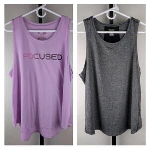Lot of 2 Tek Gear Sleeveless Active Wear Tank Top black gray purple
